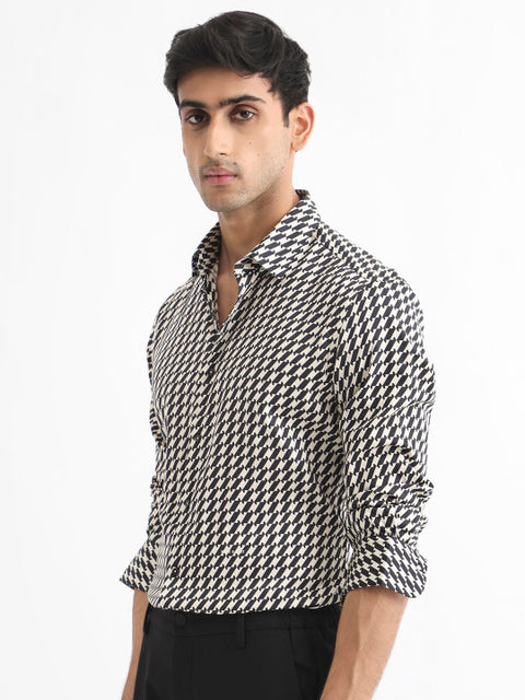 BUY RARE RABBIT MEN ALLIN SLIM FIT GEOMETRIC PRINTED COTTON SHIRT