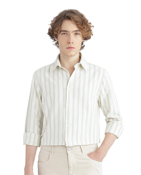 RARE RABBIT REGULAR FIT STRIPED PRINT SHIRT LORW - PASTEL GREEN