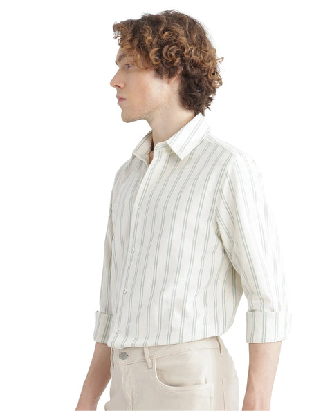RARE RABBIT REGULAR FIT STRIPED PRINT SHIRT LORW - PASTEL GREEN