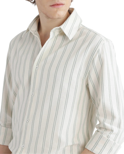 RARE RABBIT REGULAR FIT STRIPED PRINT SHIRT LORW - PASTEL GREEN
