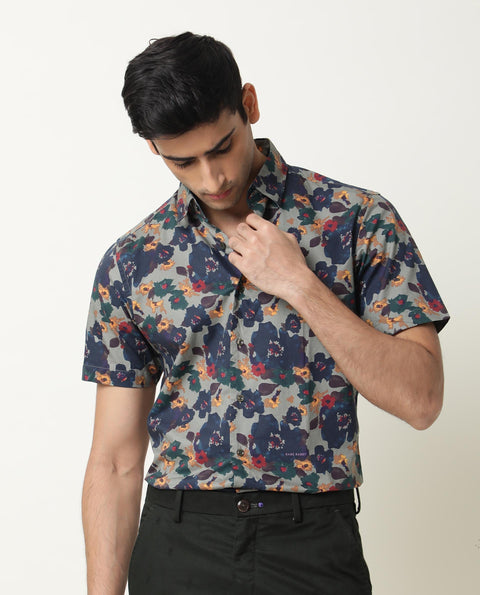 RARE RABBIT REGULAR FIT FLORAL PRINT SHIRT VISHH - GREEN