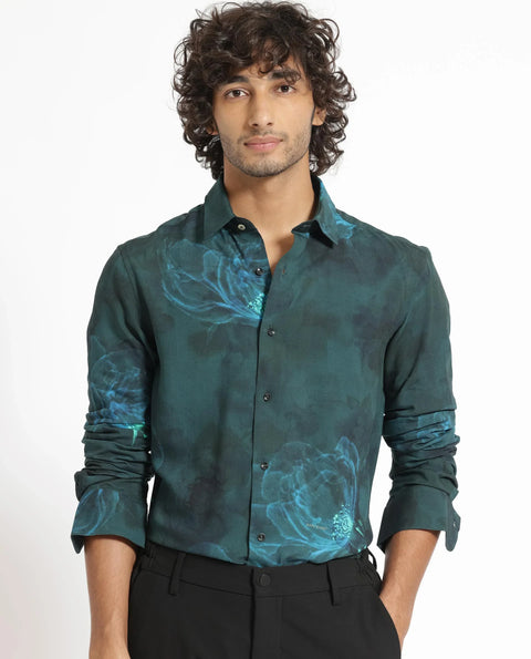 Rare rabbit foral print night shirt alwick- dark green