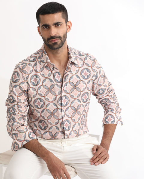 BUY RARE RABBIT REGULAR FIT GEOMETRIC PRINT SHIRT TILER - MULTI