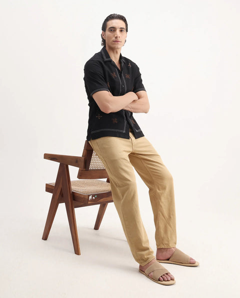 BUY RARE RABBIT RELAXED FIT EMBROIDERED SHIRT BLACK