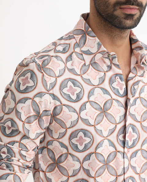 BUY RARE RABBIT REGULAR FIT GEOMETRIC PRINT SHIRT TILER - MULTI