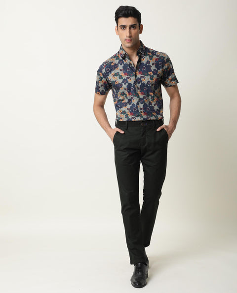 RARE RABBIT REGULAR FIT FLORAL PRINT SHIRT VISHH - GREEN