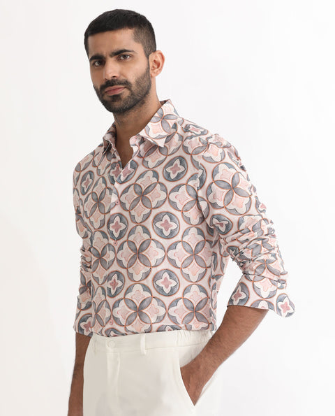 BUY RARE RABBIT REGULAR FIT GEOMETRIC PRINT SHIRT TILER - MULTI