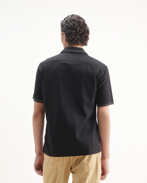 BUY RARE RABBIT RELAXED FIT EMBROIDERED SHIRT BLACK