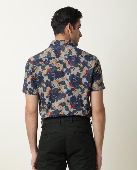 RARE RABBIT REGULAR FIT FLORAL PRINT SHIRT VISHH - GREEN