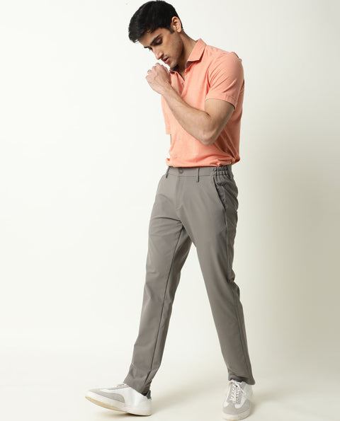 RARE RABBIT REGULAR FIT PLAIN SHIRT MIRAJ - ORANGE