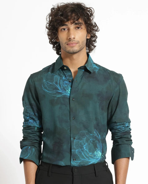 Rare rabbit foral print night shirt alwick- dark green