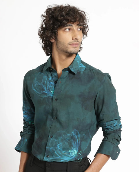 Rare rabbit foral print night shirt alwick- dark green