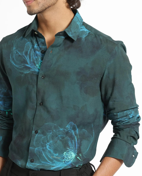 Rare rabbit foral print night shirt alwick- dark green
