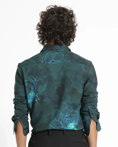 Rare rabbit foral print night shirt alwick- dark green