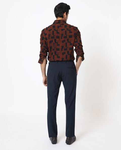 RARE RABBIT GEOMETRIC PRINT SHIRT HICKS - BLACK