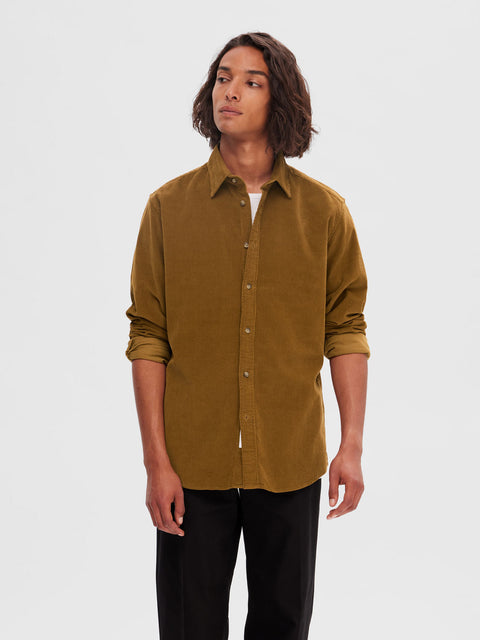 SELECTED HOMME Brown Corduroy Full Sleeves Shirt