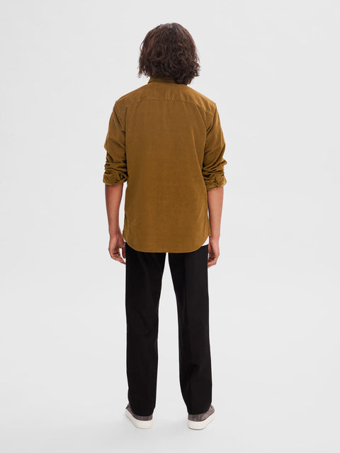SELECTED HOMME Brown Corduroy Full Sleeves Shirt