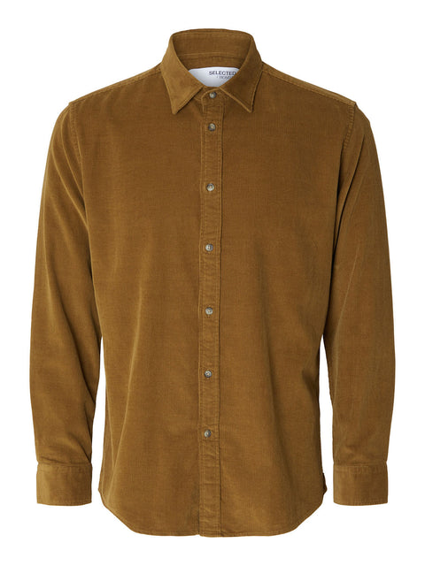 SELECTED HOMME Brown Corduroy Full Sleeves Shirt